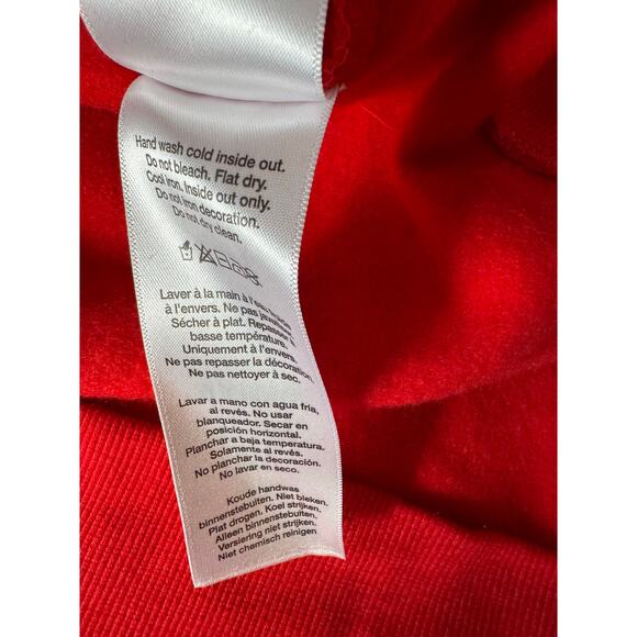 DKNY Women's Rhinestone Logo Fleece Sweatshirt NWT RED SIZE XS - Picture 8 of 10